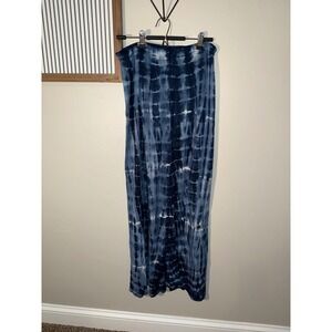 RuffHewn Blue Tie Dye Button Front Maxi Skirt Cotton Modal Elastic Waist M